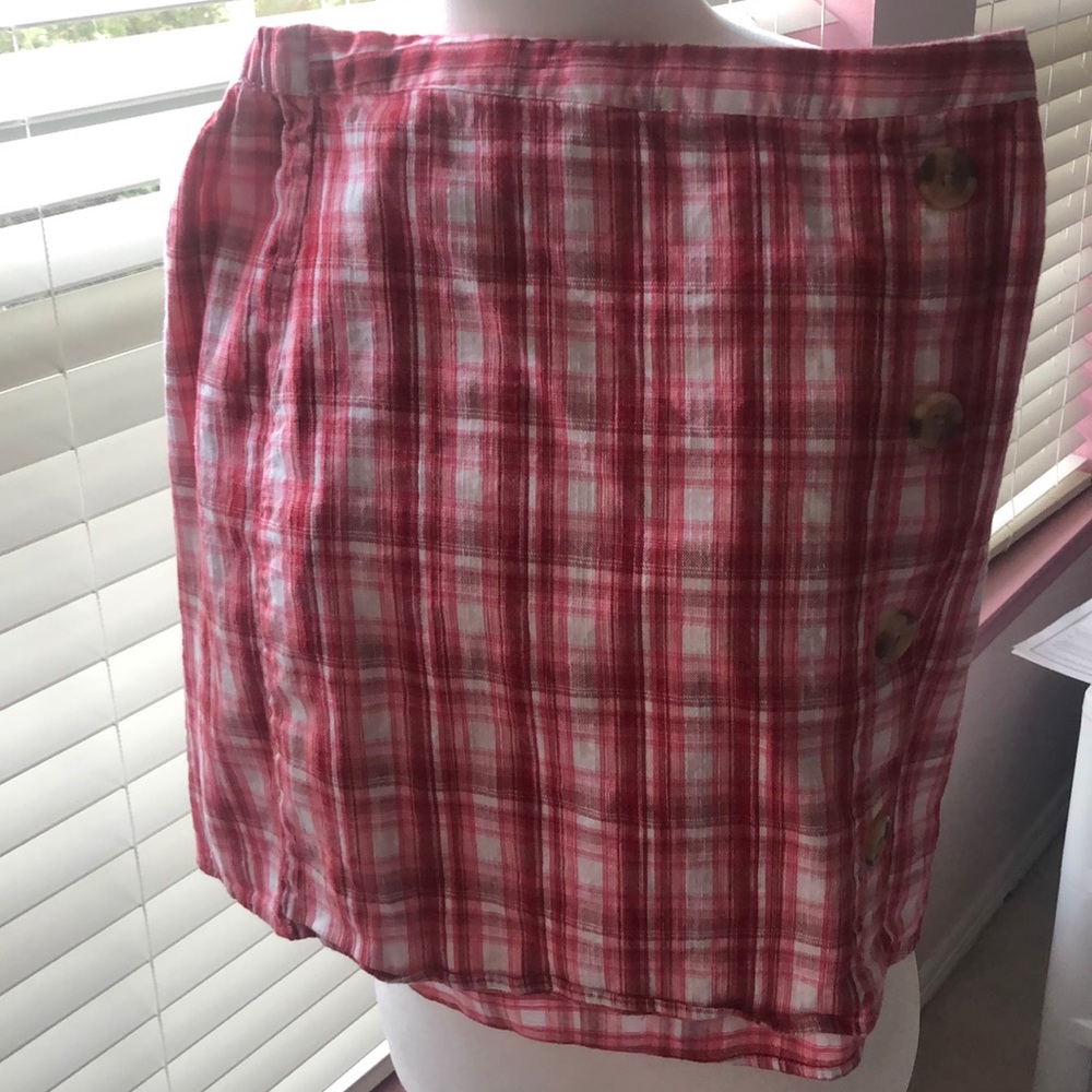 Red plaid skirt